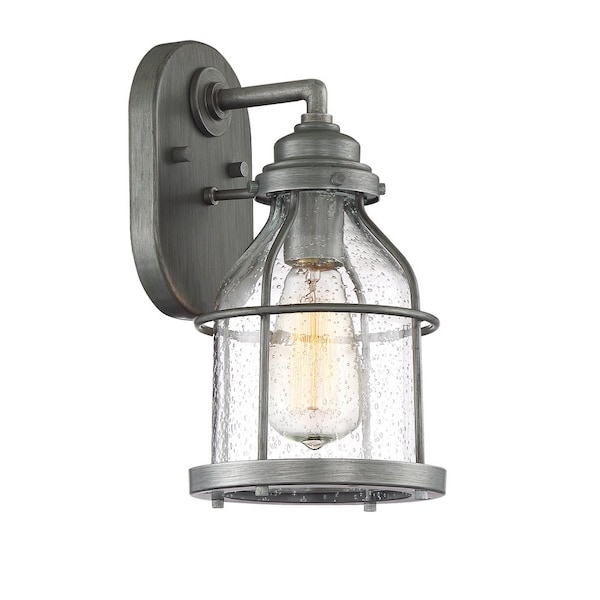 Designers Fountain Brensten 11.75in Weathered Iron 1-Light Outdoor Line Voltage Wall Sconce, Bulb Not Included 23121-WI - main